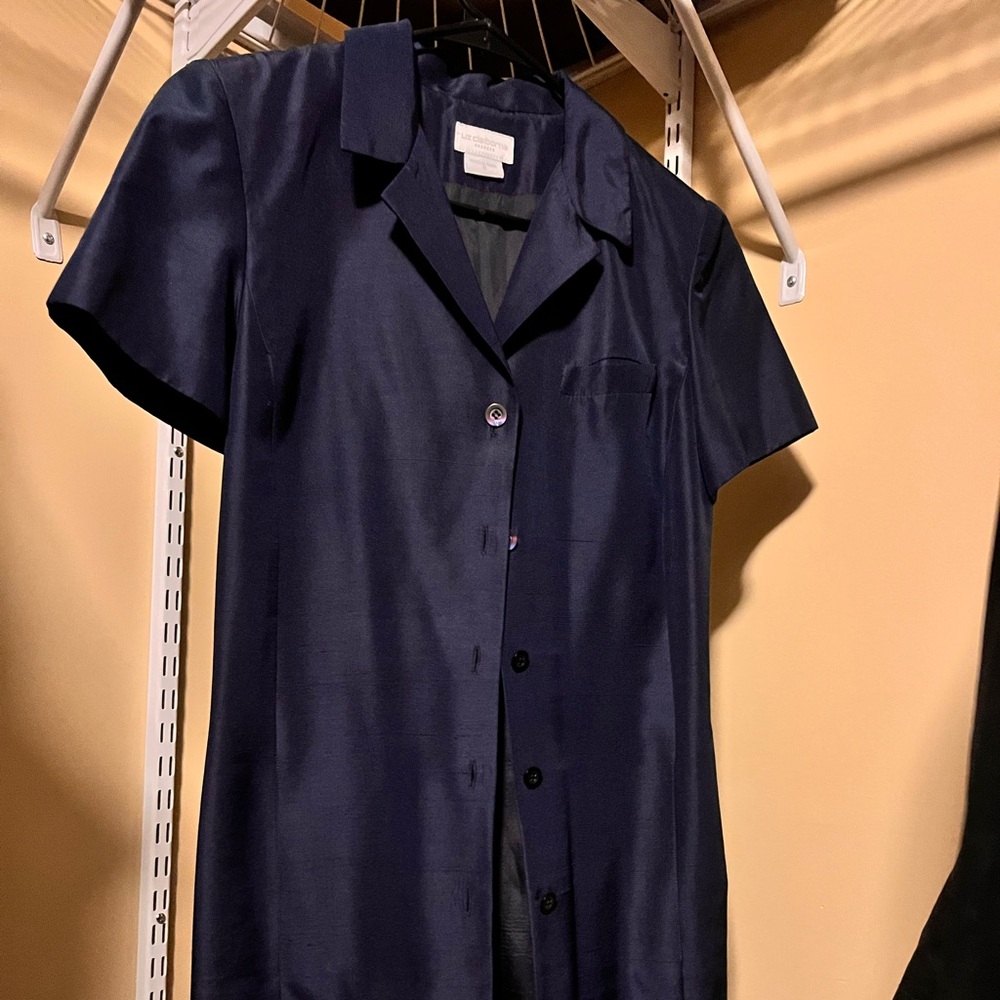 Liz Claiborne Dark Blue Button-Up Dress